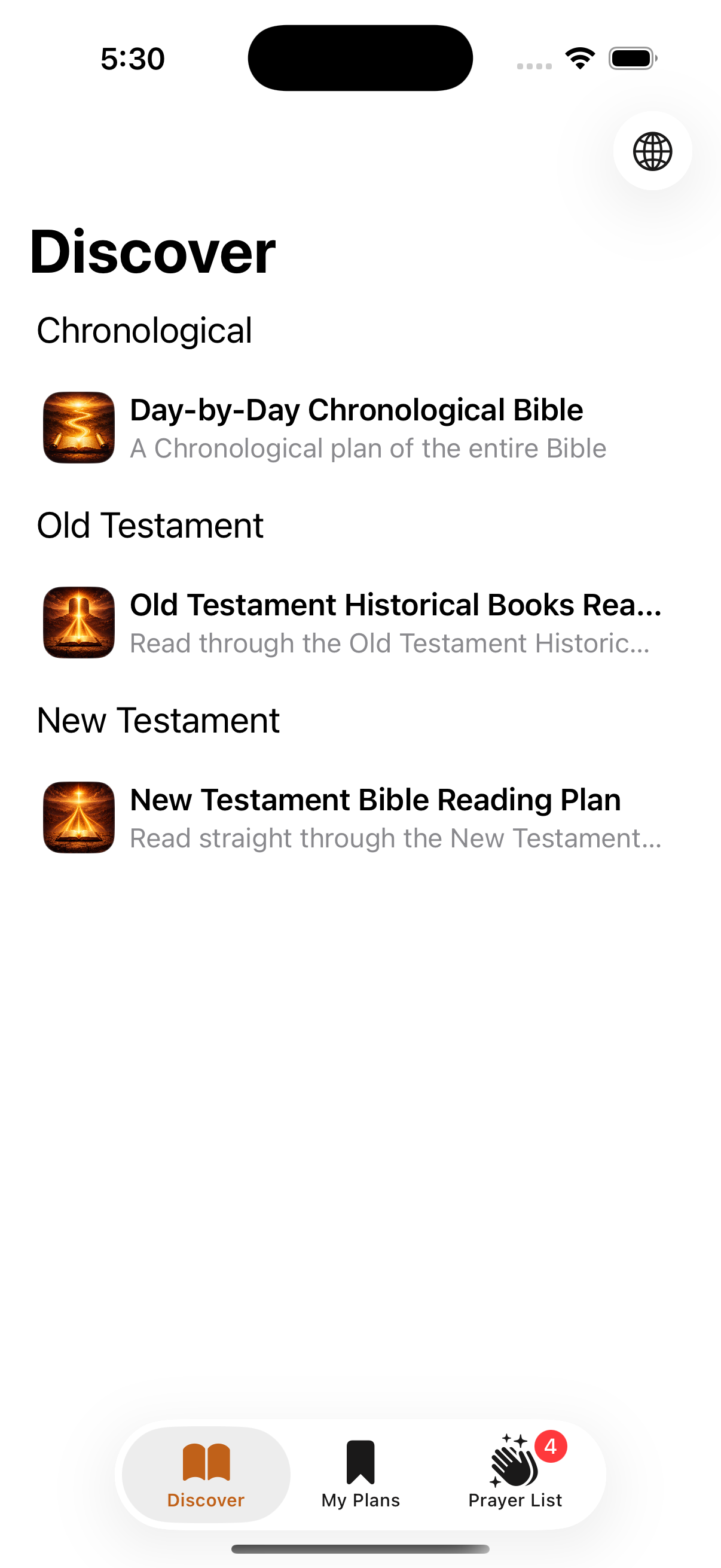 Emmaus iPhone discover screen